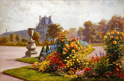 Los Jardines de las Tullerías, París (acuarela y acuarela sobre papel) de Jules Girardet