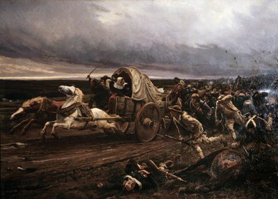 El deroute de Cholet Insurrección armada en Vendée en marzo de 1793, reprimida en octubre por la Convención y los ejércitos republicanos, los "blancos" se retiraron hacia el Loira. Pintura de Jules Girardet (1856-1938) de Jules Girardet