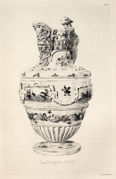 Historia del Arte Cerámico: Un Estudio Descriptivo y Filosófico de la Cerámica de Todas las Edades y Todas las Naciones: España: Talavera de la Reyna- Loza- Ewer (Lámina X) de Jules Jacquemart