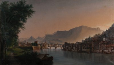 Vista de Grenoble en el siglo XIX (Óleo sobre lienzo) de Jules Jean Baptiste Guedy