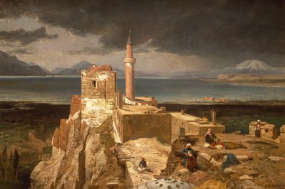 Lago y Fortaleza de Van, Armenia (óleo sobre lienzo) de Jules Joseph Augustin Laurens