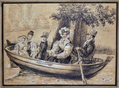Familia de Ségur (el Conde, la Condesa y sus hijos) en barco - por J.H. Laure, agosto 1829 de Jules Laure