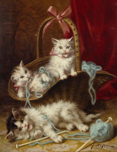 A Basket of Mischief (óleo sobre lienzo) de Jules Leroy