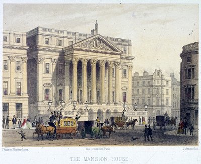 Exterior de Mansion House, Londres, 1854 de Jules Louis Arnout