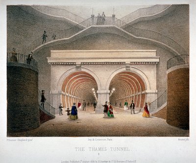 Vista de la entrada al túnel del Támesis, Londres de Jules Louis Arnout