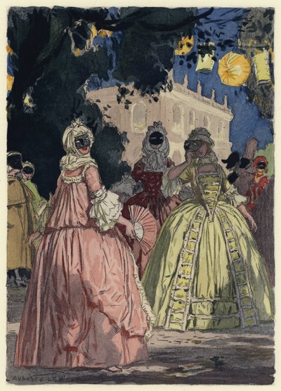 Ilustración para las memorias de Casanova (litografía en color) de Jules Marie Auguste Leroux