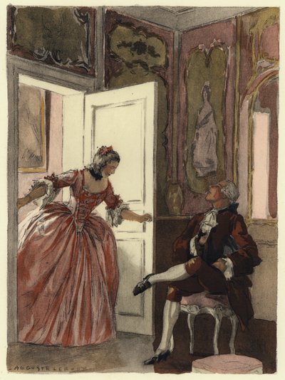 Ilustración para las memorias de Casanova (litografía en color) de Jules Marie Auguste Leroux
