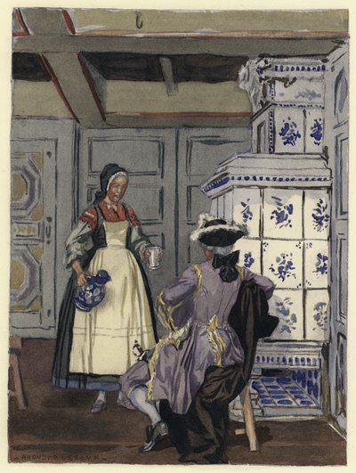Ilustración para las memorias de Casanova (litografía en color) de Jules Marie Auguste Leroux