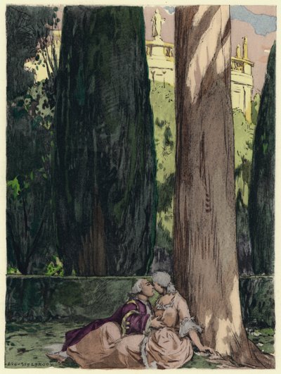 Ilustración para las memorias de Casanova (litografía en color) de Jules Marie Auguste Leroux