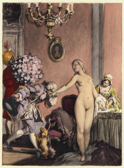 Ilustración para las memorias de Casanova (litografía en color) de Jules Marie Auguste Leroux
