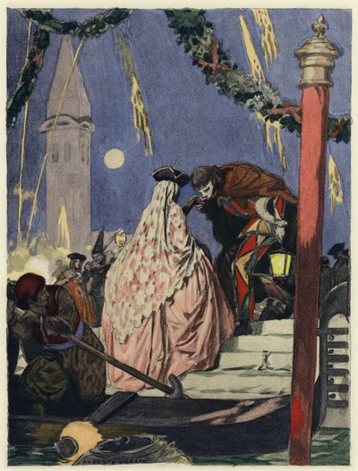 Ilustración para las memorias de Casanova (litografía en color) de Jules Marie Auguste Leroux