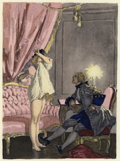 Ilustración para las memorias de Casanova (litografía en color) de Jules Marie Auguste Leroux