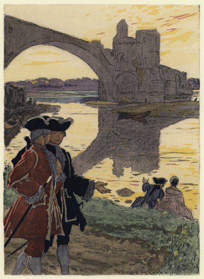 Ilustración para las memorias de Casanova (litografía en color) de Jules Marie Auguste Leroux