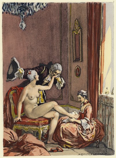 Ilustración para las memorias de Casanova (litografía en color) de Jules Marie Auguste Leroux