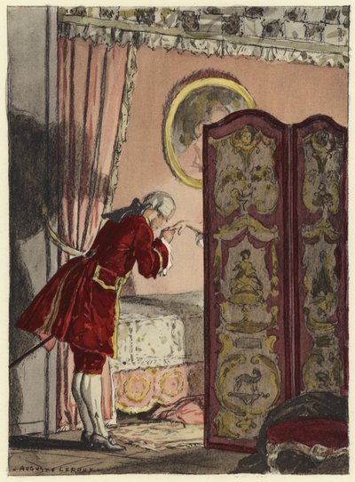 Ilustración para las memorias de Casanova (litografía en color) de Jules Marie Auguste Leroux