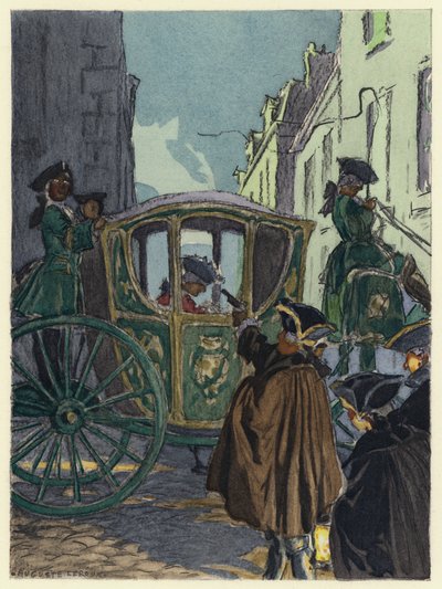 Ilustración para las memorias de Casanova (litografía en color) de Jules Marie Auguste Leroux