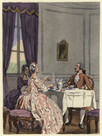 Ilustración para las memorias de Casanova (litografía en color) de Jules Marie Auguste Leroux