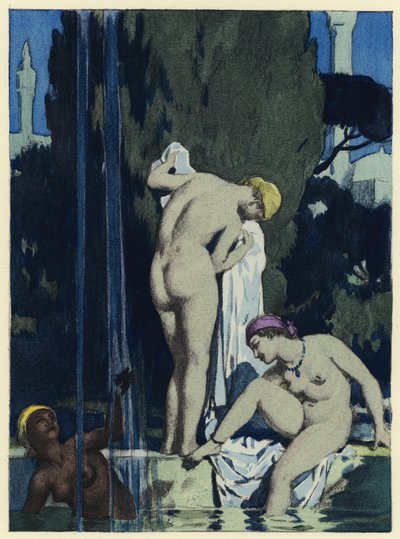 Ilustración para las memorias de Casanova (litografía en color) de Jules Marie Auguste Leroux