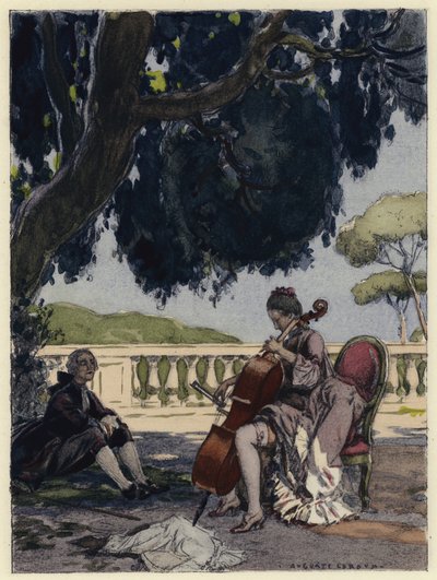 Ilustración para las memorias de Casanova (litografía en color) de Jules Marie Auguste Leroux