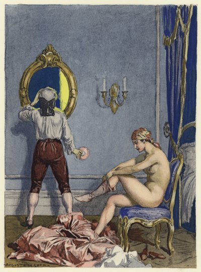 Ilustración para las memorias de Casanova (litografía en color) de Jules Marie Auguste Leroux