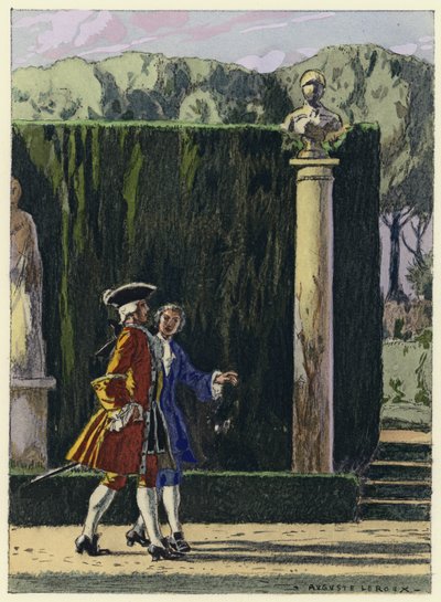 Ilustración para las memorias de Casanova (litografía en color) de Jules Marie Auguste Leroux