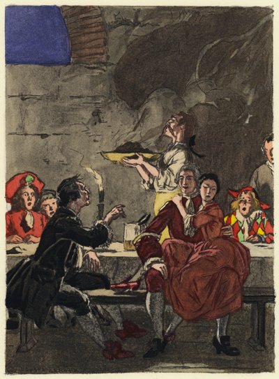Ilustración para las memorias de Casanova (litografía en color) de Jules Marie Auguste Leroux