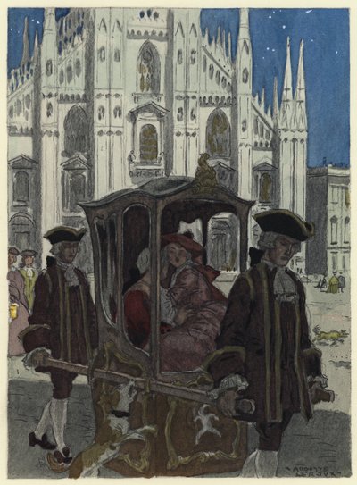 Ilustración para las memorias de Casanova (litografía en color) de Jules Marie Auguste Leroux
