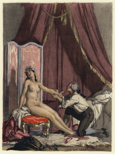 Ilustración para las memorias de Casanova (litografía en color) de Jules Marie Auguste Leroux