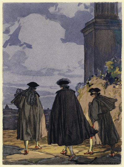 Ilustración para las memorias de Casanova (litografía en color) de Jules Marie Auguste Leroux