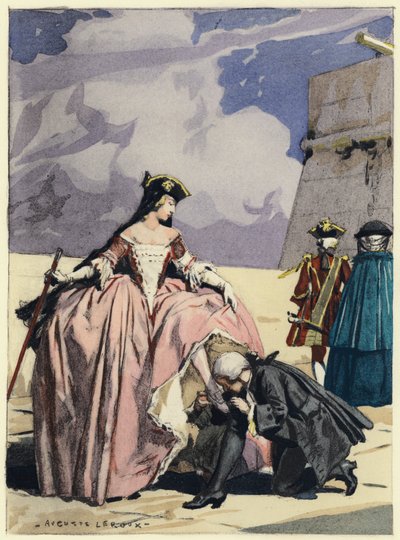 Ilustración para las memorias de Casanova (litografía en color) de Jules Marie Auguste Leroux
