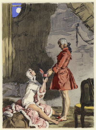 Ilustración para las memorias de Casanova (litografía en color) de Jules Marie Auguste Leroux