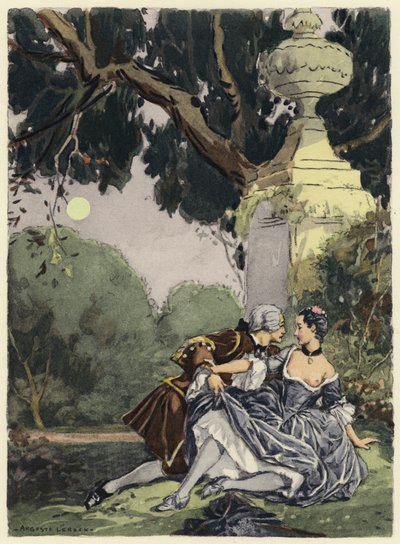 Ilustración para las memorias de Casanova (litografía en color) de Jules Marie Auguste Leroux