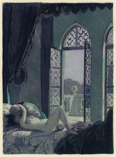 Ilustración para las memorias de Casanova (litografía en color) de Jules Marie Auguste Leroux