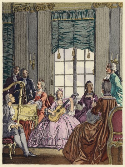 Ilustración para las memorias de Casanova (litografía en color) de Jules Marie Auguste Leroux