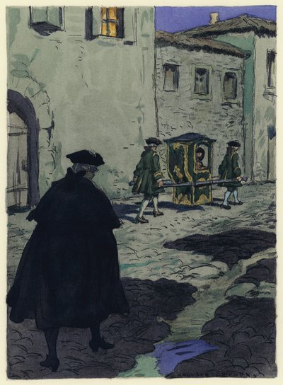 Ilustración para las memorias de Casanova (litografía en color) de Jules Marie Auguste Leroux