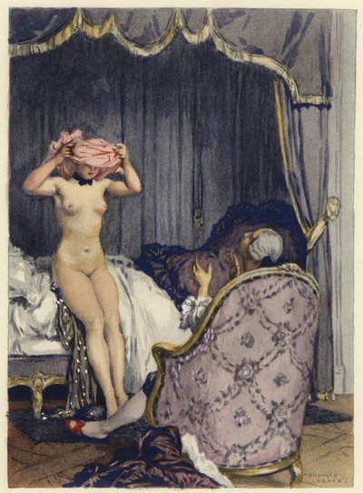 Ilustración para las memorias de Casanova (litografía en color) de Jules Marie Auguste Leroux