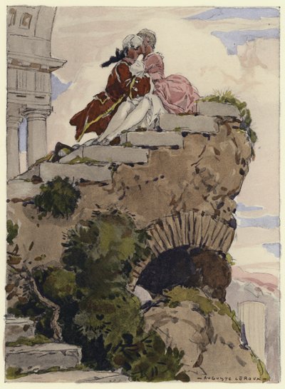 Ilustración para las memorias de Casanova (litografía en color) de Jules Marie Auguste Leroux