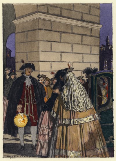 Ilustración para las memorias de Casanova (litografía en color) de Jules Marie Auguste Leroux