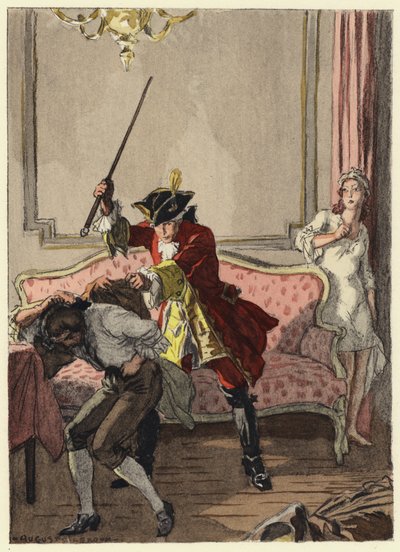 Ilustración para las memorias de Casanova (litografía en color) de Jules Marie Auguste Leroux