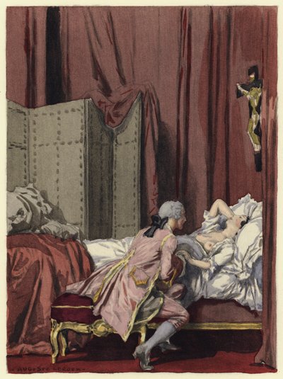 Ilustración para las memorias de Casanova (litografía en color) de Jules Marie Auguste Leroux