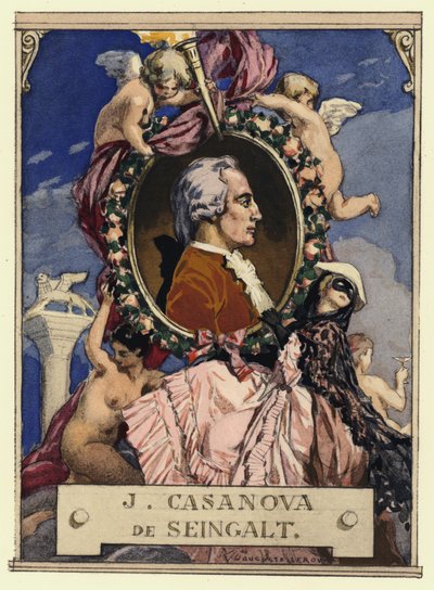 Retrato de Casanova (litografía en color) de Jules Marie Auguste Leroux