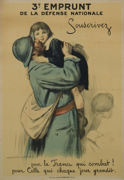 "Apúntate a la Francia combatiente, cada día más grande", cartel de alistamiento de la Defensa Nacional de Jules Marie Auguste Leroux