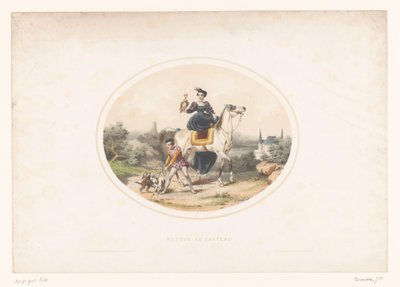 Noble con halcón a caballo
Retour au château (título en el objeto) de Jules Marie Desandre