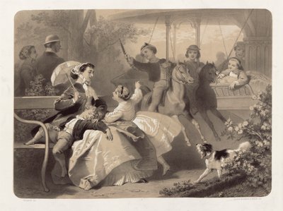 El carrusel en Saint-Cloud, grabado por Regnier, Bettanier y Anthony Morlon (1834-1914) de Jules Marie Desandre