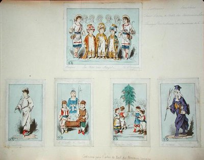 Trajes para el árbol de Navidad de Alsacia-Lorena (grabado en color) de Jules Marre
