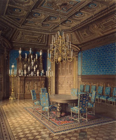 El Palacio Stroganov en San Petersburgo. Comedor, 1860s de Jules Mayblum