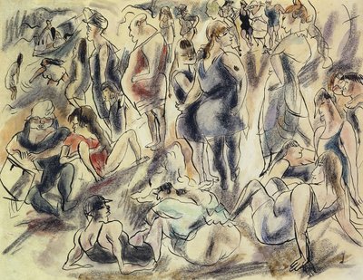 Playa Americana; Plage American, c.1917 de Jules Pascin