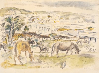Caballos en paisaje de Jules Pascin
