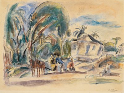 Paisaje, Casas y Arboles de Jules Pascin