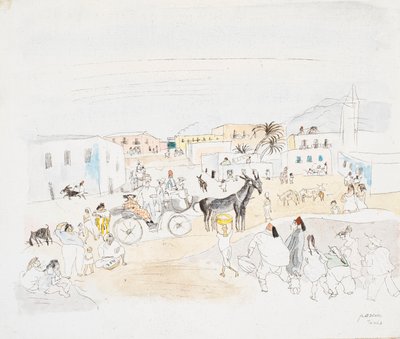 Paisaje con carruaje y figuras, Túnez de Jules Pascin